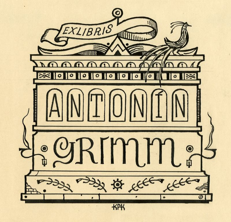 Jan Konůpek - Návrh na:  Antonín Grimm Ex libris