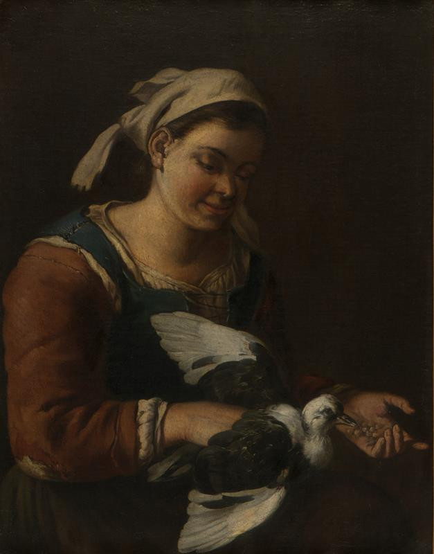 neznámý malíř - napodobitel italského malířství - Selka s holubicí