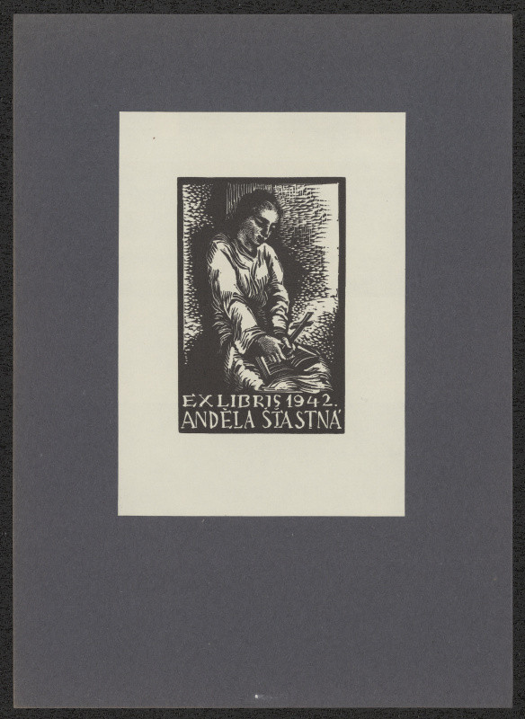 Josef Hodek - Exlibris 1942 Anděla Šťastná