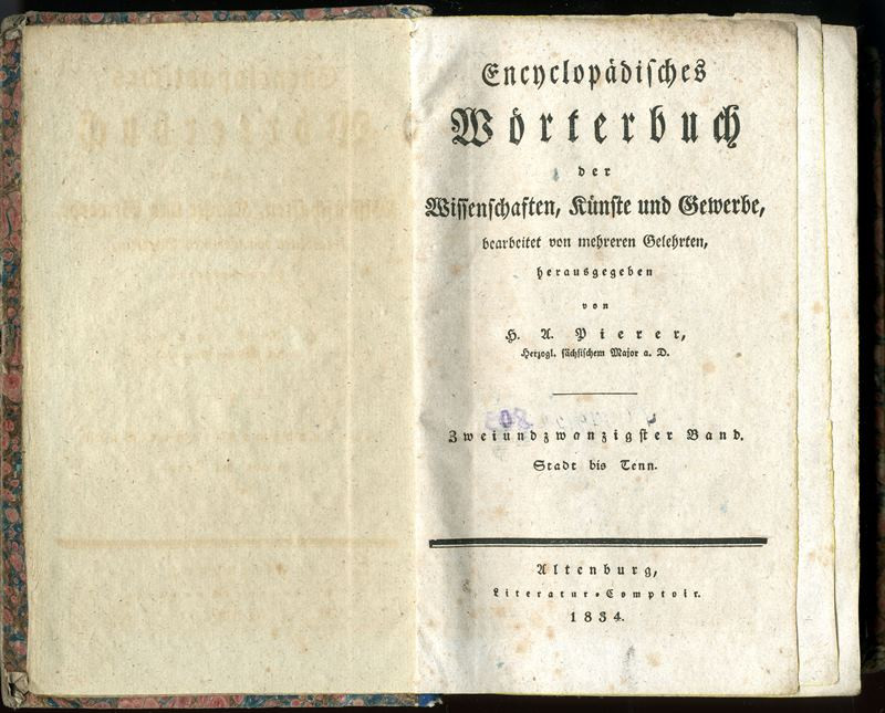 Heinrich August Pierer - Encyclopädisches Wörterbuche der Wissenschafte, Künste und Gewerbe. Zweiundzwanzigster Band