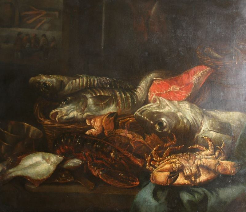 Abraham van Beyeren - Zátiší s rybami a kraby
