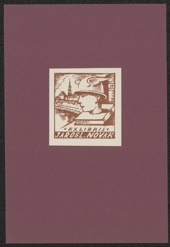 Jaro (Jaroslav) Beran - Ex libris Jaroslav Novák. in Jaro Beran exlibris, 15 původních litografií. Nymburk 1941