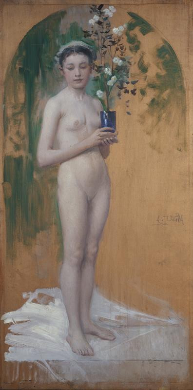 Eduard Veith - Dívčí akt s květinou