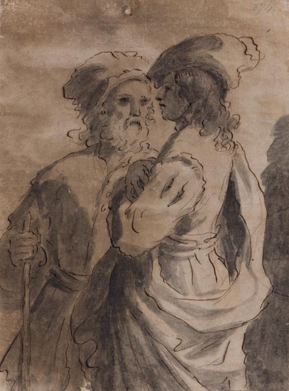 Giovanni Francesco Barbieri zv. Guercino (podle) - Trojportrét starce a mladíka