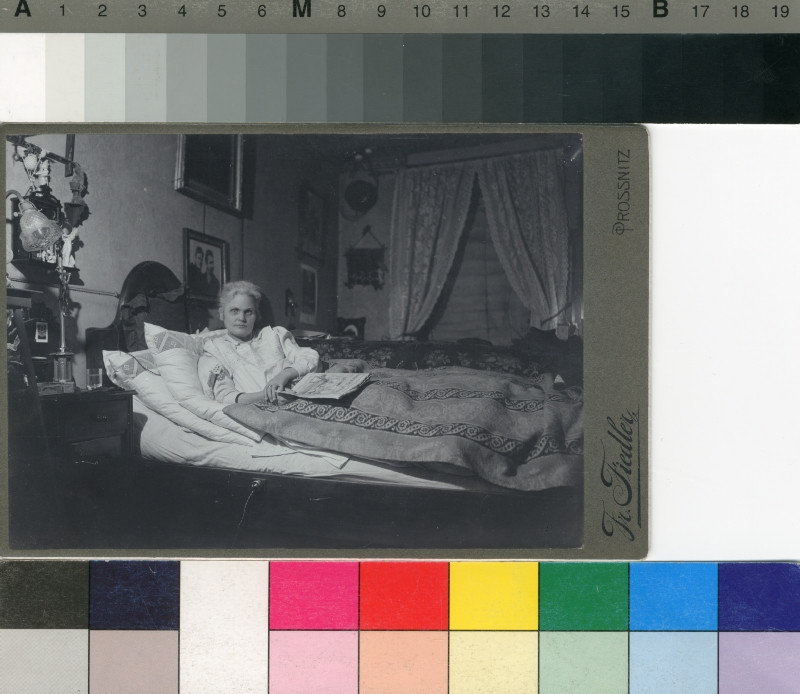 Franz Fiedler - Žena v posteli držící časopis