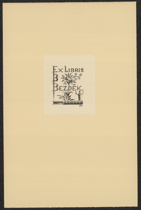 Rudolf (Ruda) Kubíček - Ex libris B. Bezděk. in Ruda Kubíček, Druhý soubor ex libris. Litografie. Uherské Hradiště 1929