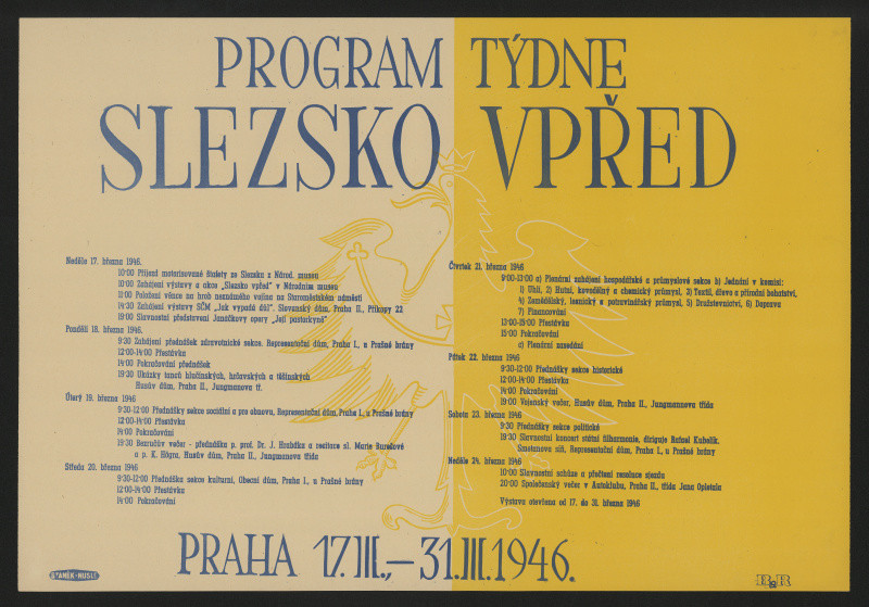 Ateliér BaR (Burianek a REMO) - Program týdne Slezsko vpřed. Praha 17.III.-31.III. 1946