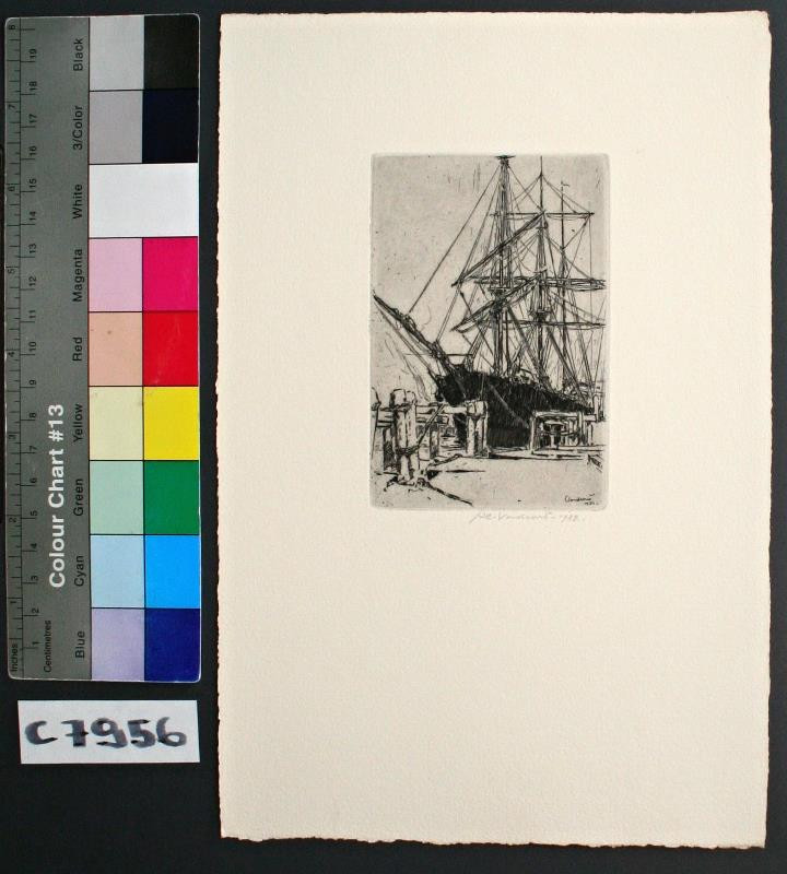 Jan Charles Vondrouš - Loď v přístavu (Drobná grafika, 11)