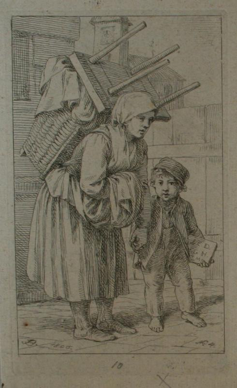Josef Bergler - Prodavačka s nůší a chlapcem