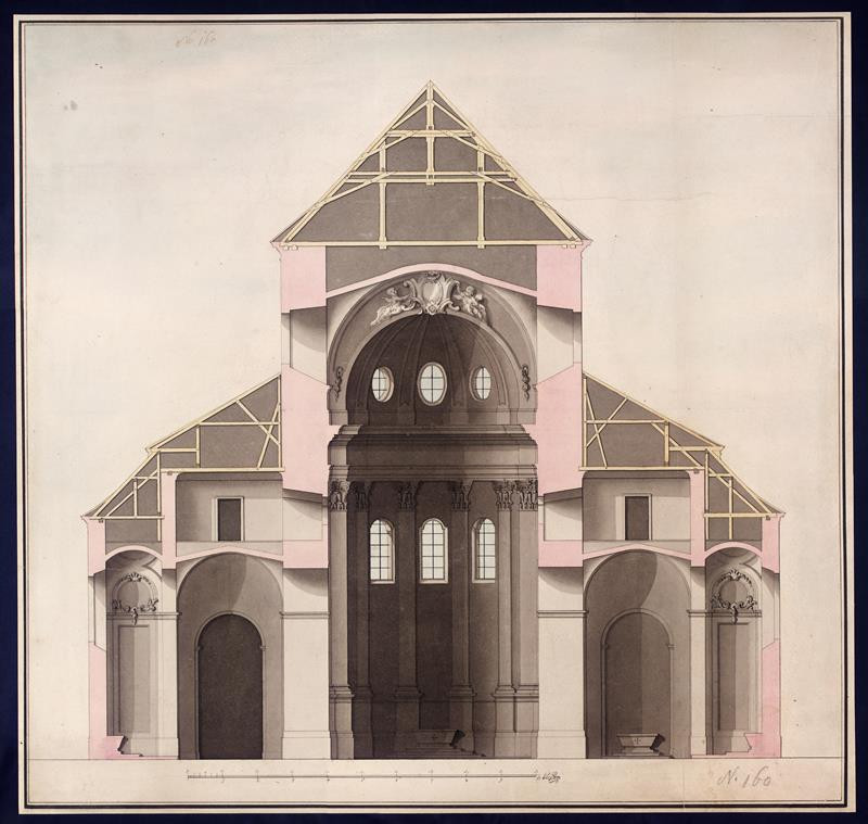 Franz Anton Grimm - brno, Sv. Tomáš, příčný řez presbytáře