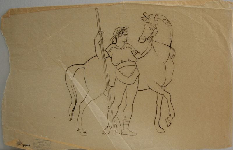 Jan Štursa - Ověnčený antický voják s koněm