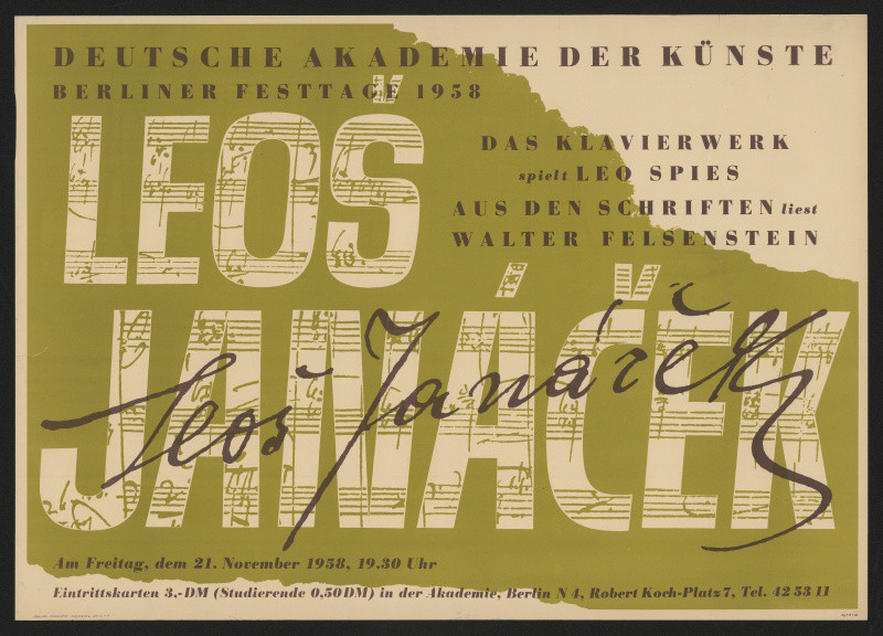 neznámý - Leoš Janáček, Deutsche Akademie der Künste, Berliner Festage 1958
