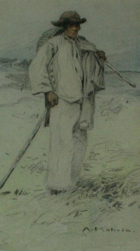 Alois Kalvoda - Na poli (falešná kresba)