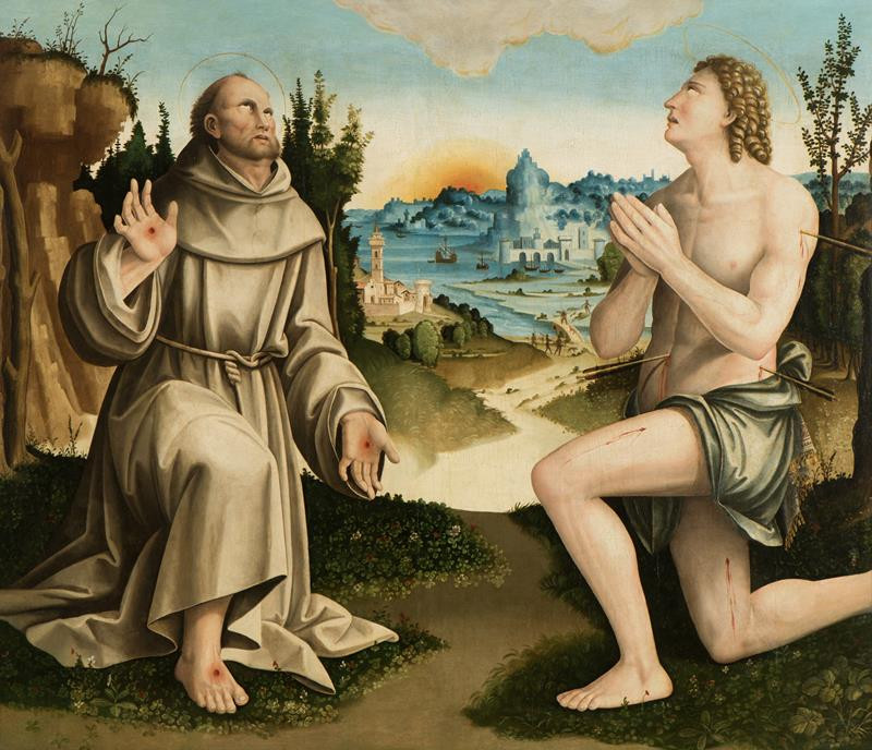 Bernardino Zaganelli - Sv. František a sv. Šebestián v krajině