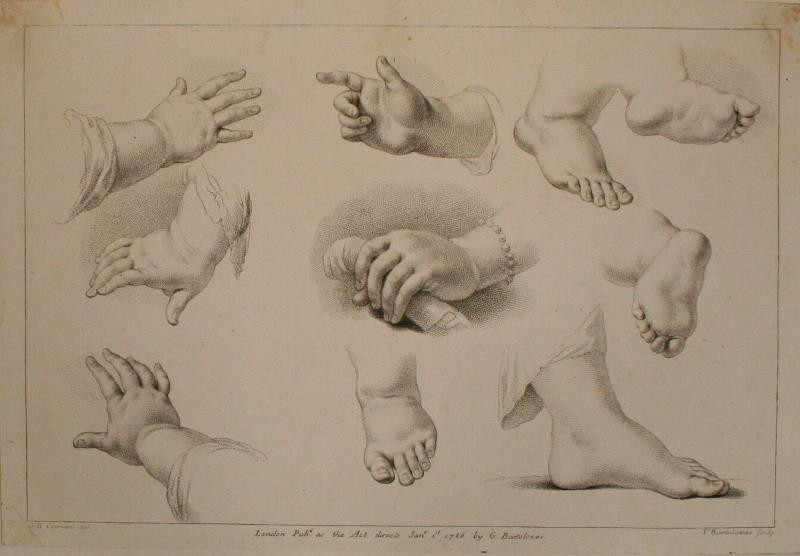 Francesco Bartolozzi - Studie nohou a rukou