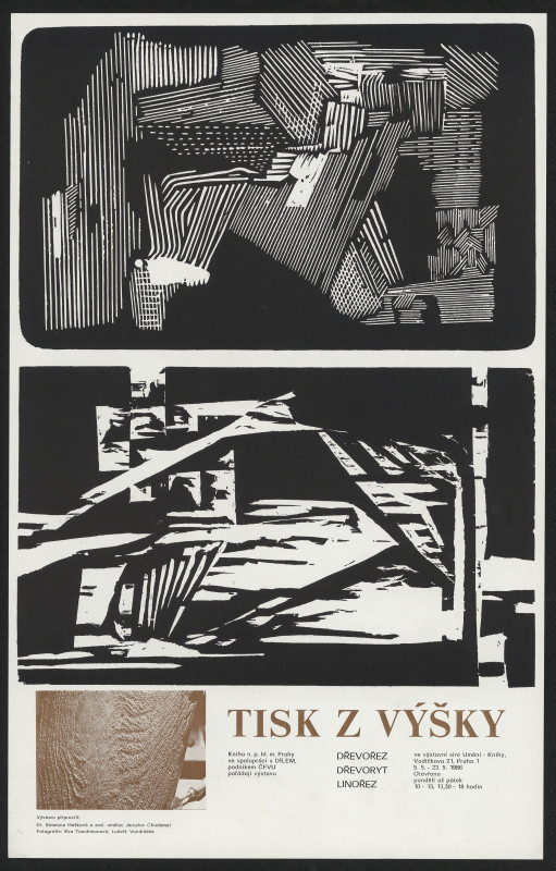 neznámý - Tisk z výšky, dřevořez, dřevoryt, linořez 1986, Výstavní síň Umění knihy