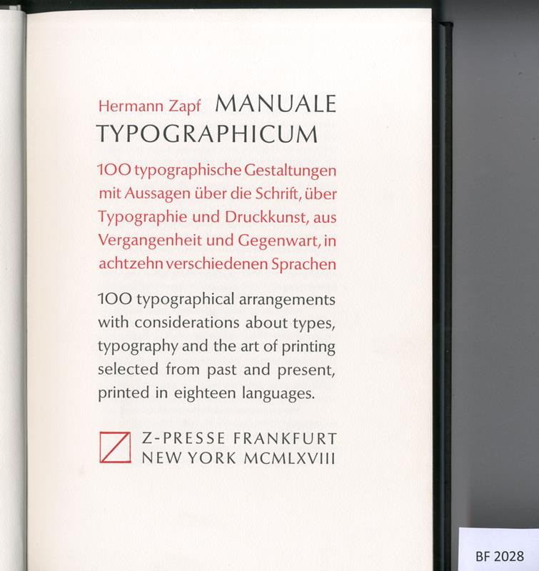 Hermann Zapf - Manuale typographicum