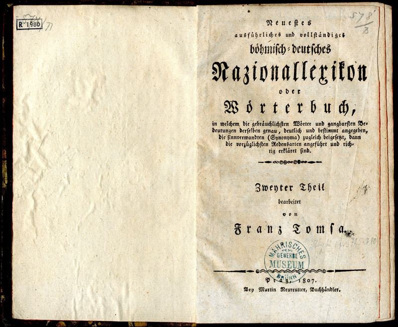 Martin Neuretter, František Tomsa - Neuestes böhmisches und deutsches Nazionallexikon oder Wörterbuch