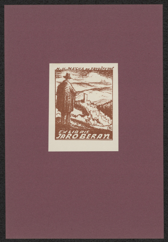 Jaro (Jaroslav) Beran - Ex libris Jaro Beran. in Jaro Beran exlibris, 15 původních litografií. Nymburk 1941