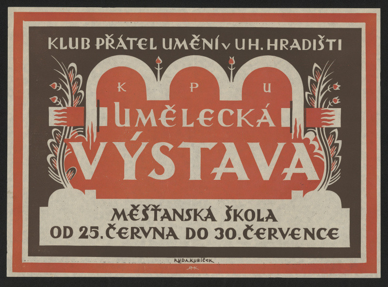 Rudolf (Ruda) Kubíček - Plakát umělecké výstavy KPU v Uherském Hradišti