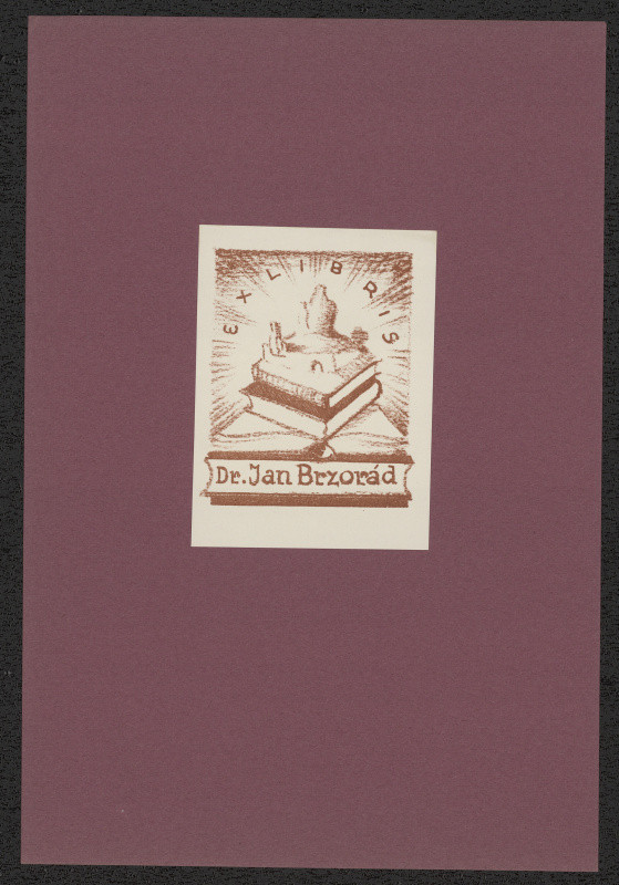 Jaro (Jaroslav) Beran - Ex libris Dr. Jan Brzorád. in Jaro Beran exlibris, 15 původních litografií. Nymburk 1941