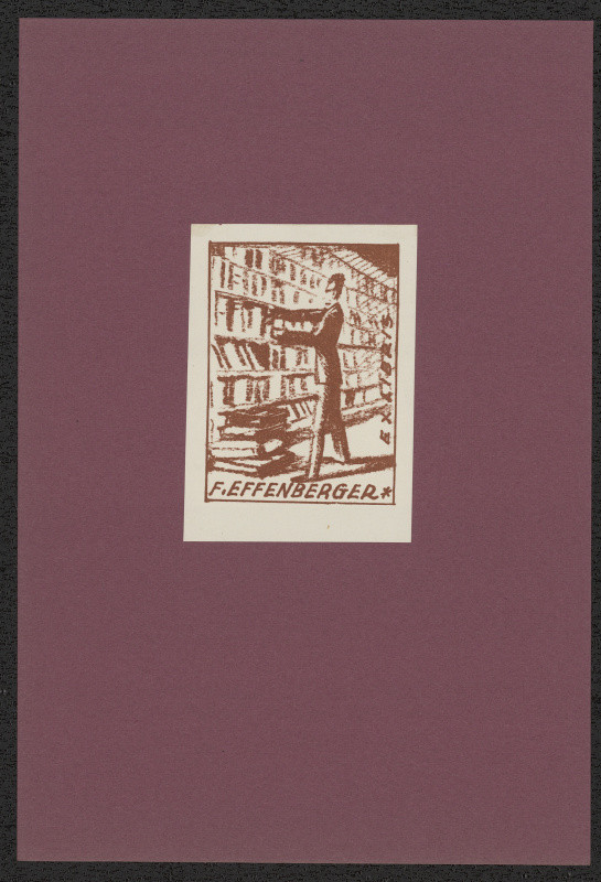 Jaro (Jaroslav) Beran - Ex libris F. Effenberger. in Jaro Beran exlibris, 15 původních litografií. Nymburk 1941