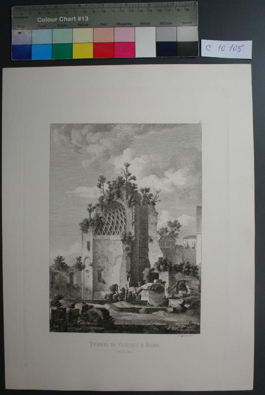 Carl Ferdiand Sprosse - Tempio di Venere e Roma. in Rom 32 Originalradirungen