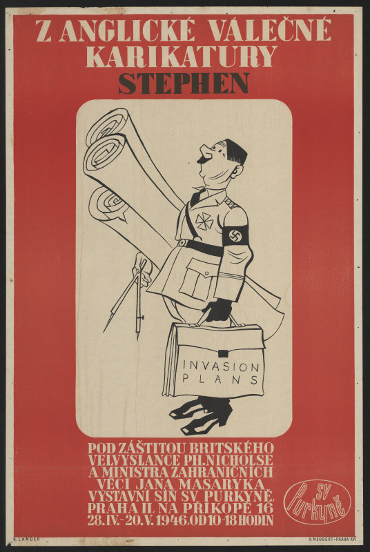 Richard Lander - Z anglické válečné karikatury Stephen. Výstavní síň S.V. Purkyně, Praha 1946