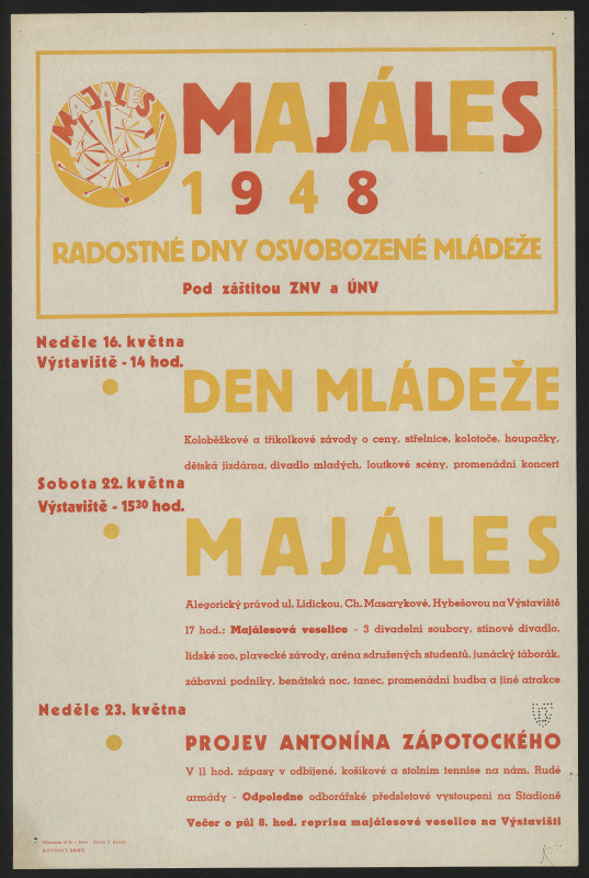 Josef Kadula - Majáles 1948, Den mládeže Brno. ..projev A. Zápotockého