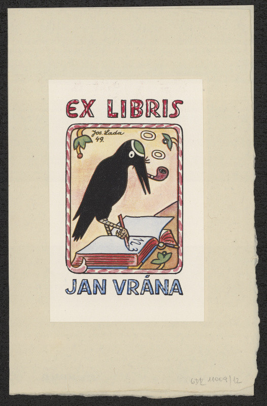 Josef Lada - Ex libris Jan Vrána. in Knižní značky národního umělce Josefa Lady. (Praha. 1949)