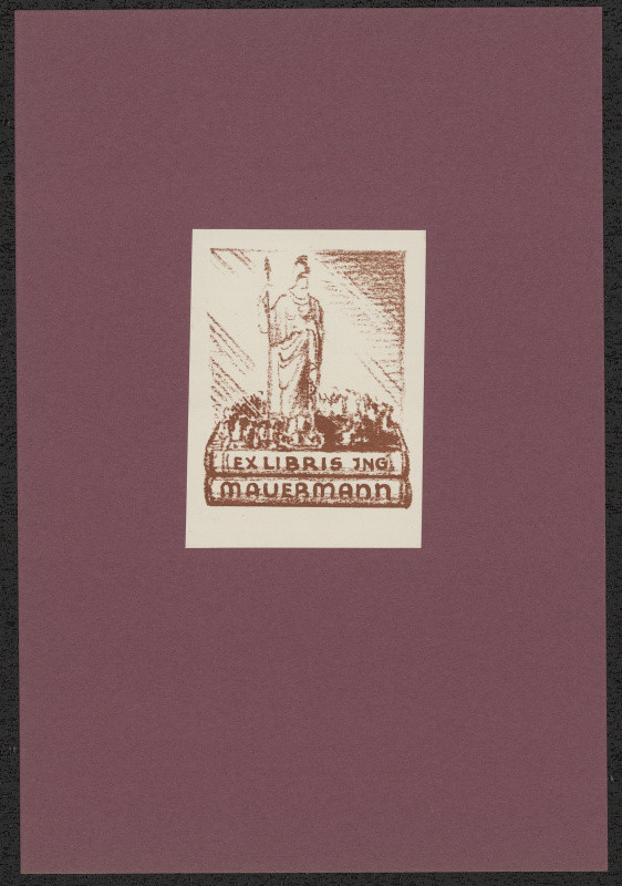 Jaro (Jaroslav) Beran - Ex libris Ing. Mauermann. in Jaro Beran exlibris, 15 původních litografií. Nymburk 1941