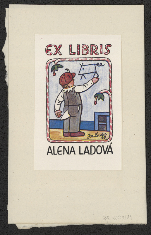 Josef Lada - Ex libris Alena Ladová. in Knižní značky národního umělce Josefa Lady. (Praha. 1949)