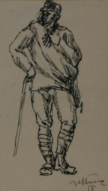 Jan Štursa - Voják v ovinovačkách se stočeným pláštěm