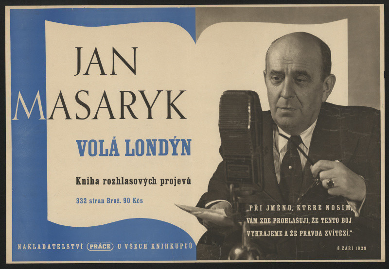 neznámý - Jan Masaryk, Volá Londýn. Kniha rozhlasových projevů. Nakladatelství Práce