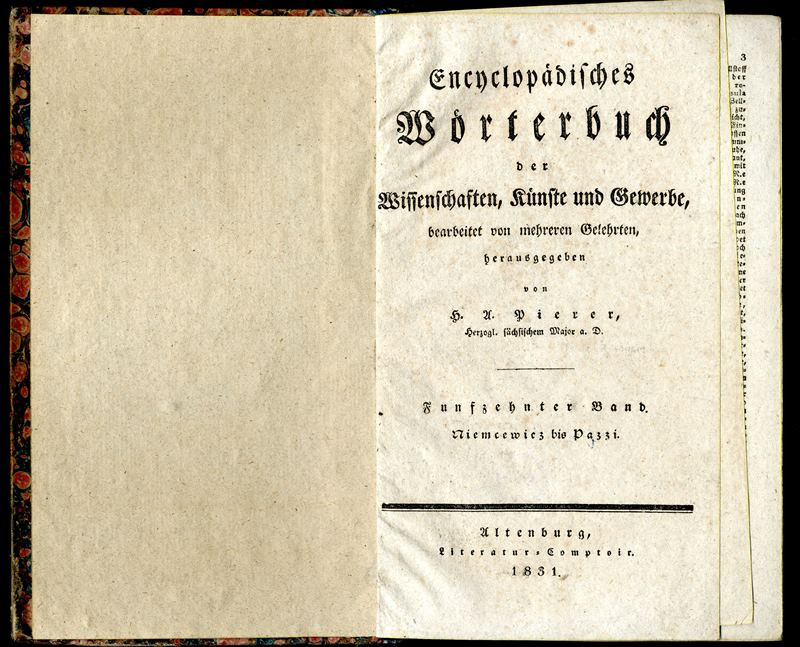 Heinrich August Pierer - Encyclopädisches Wörterbuch der Wissenschaften, Künste und Gewerbe. Fünfzehnten Band