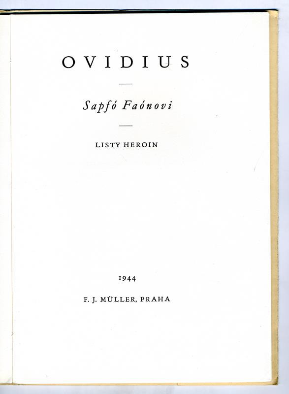 Ovidius, F. J. Müller, Ivo Rublič, Lis knihomilův - Sapfó Faónovi