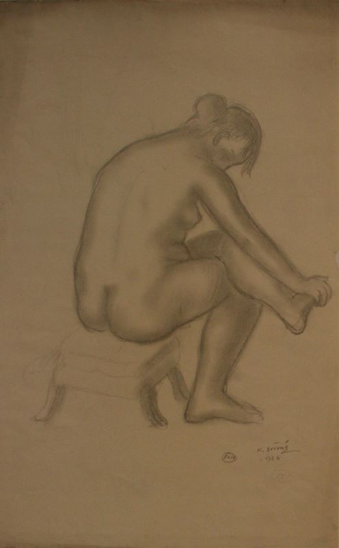 Karel Dvořák/1893 - Sedící akt ženy držící si nohu