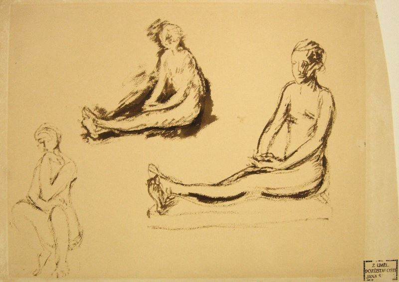 Jan Štursa - Studie sedící ženy /Tři sedící ženy/