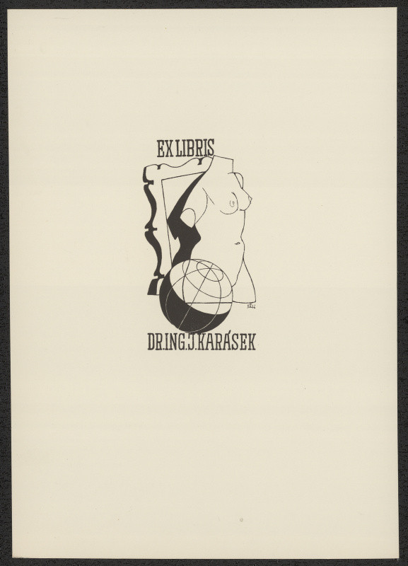 Richard Lander - Ex libris Dr. ing. J. Karásek. in Osmnáct knižních značek Richarda Landra. Hořice v Podkrkonoší 1947