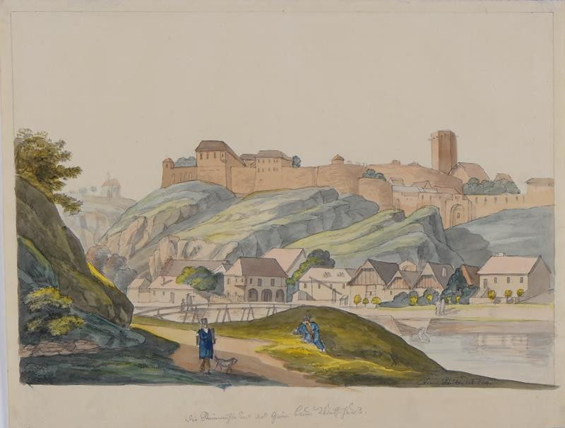František (Franz) Richter - Znojmo-pohled na hrad a podhradí