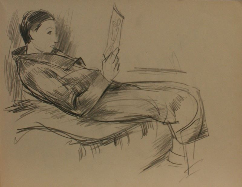 Otto Neudert - Studie čtoucí ženy