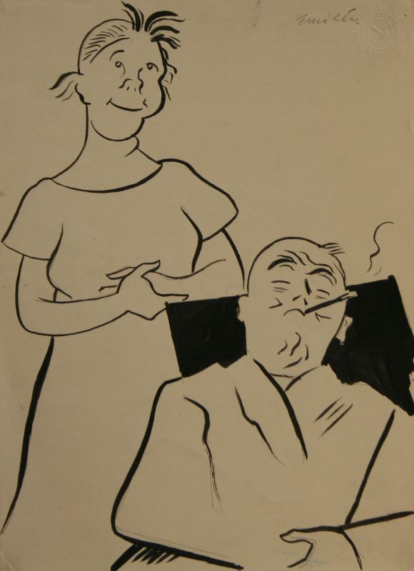 Eduard Milén - Muž v křesle a žena