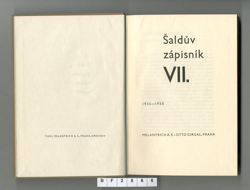 František Xaver Šalda, Otto Girgal, Melantrich - Šaldův zápisník VII. 1934-1935
