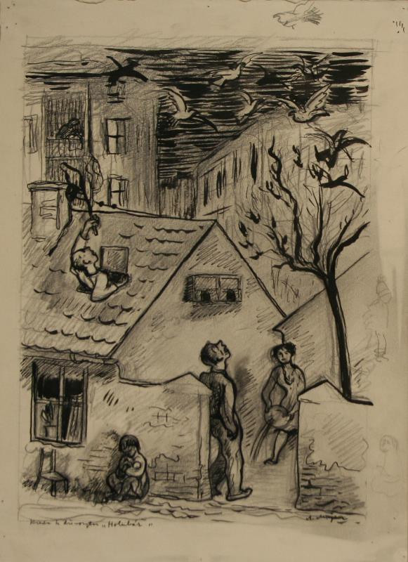Antonín Majer - Kresba k dřevorytu Holubář