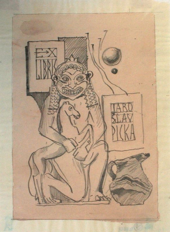 Jan Konůpek - Návrh na ex libris Jaroslav Picka