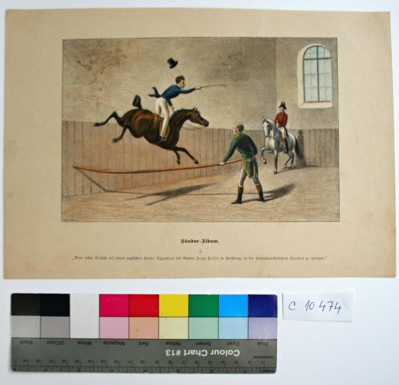 Johann Erdmann Gottlieb Prestel ml. - Erster Versuch in Jahre 1821, auf meinem ersten Pferde im Stadt-Meierhofe ... In Sandor Album