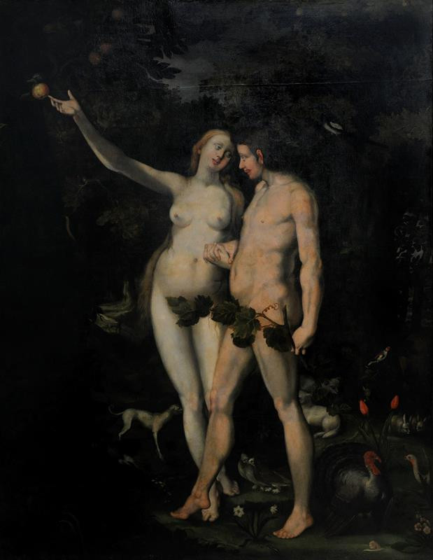 neznámý malíř středoevropský podle A. Bloemaerta - Adam a Eva u stromu poznání