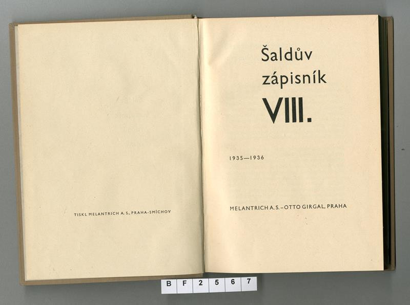 Otto Girgal, Melantrich, František Xaver Šalda - Šaldův zápisník VIII. 1935-1936