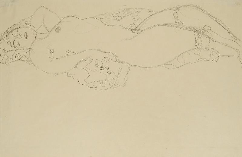 Gustav Klimt - Ležící ženský akt
