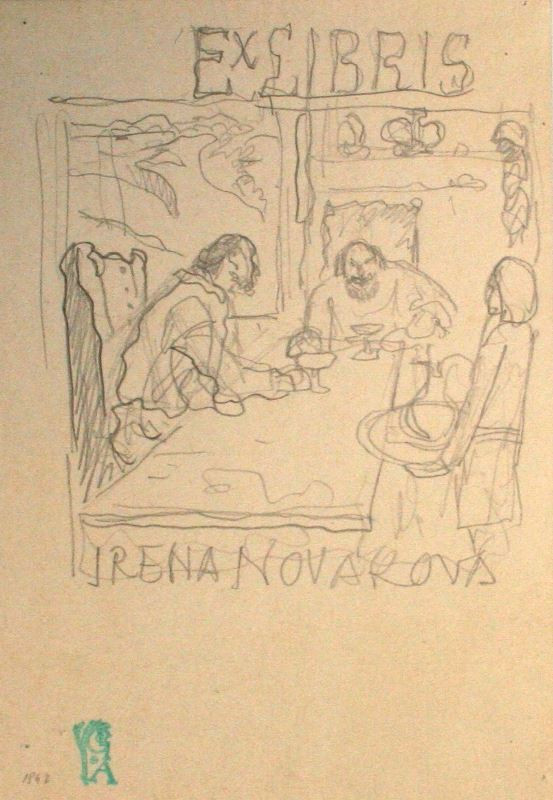 Jan Konůpek - Návrh na Ex libris Irena Nováková